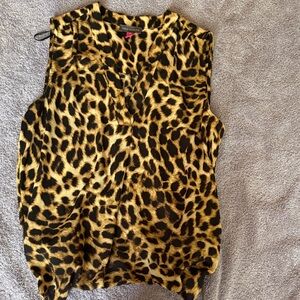 Vince Camuto Leopard Print Blouse - Black and Gold